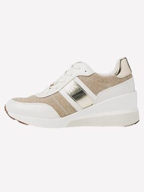 MICHAEL KORS ~ Gold and Cream Cruelty Free Women's Platform Sneakers size 8